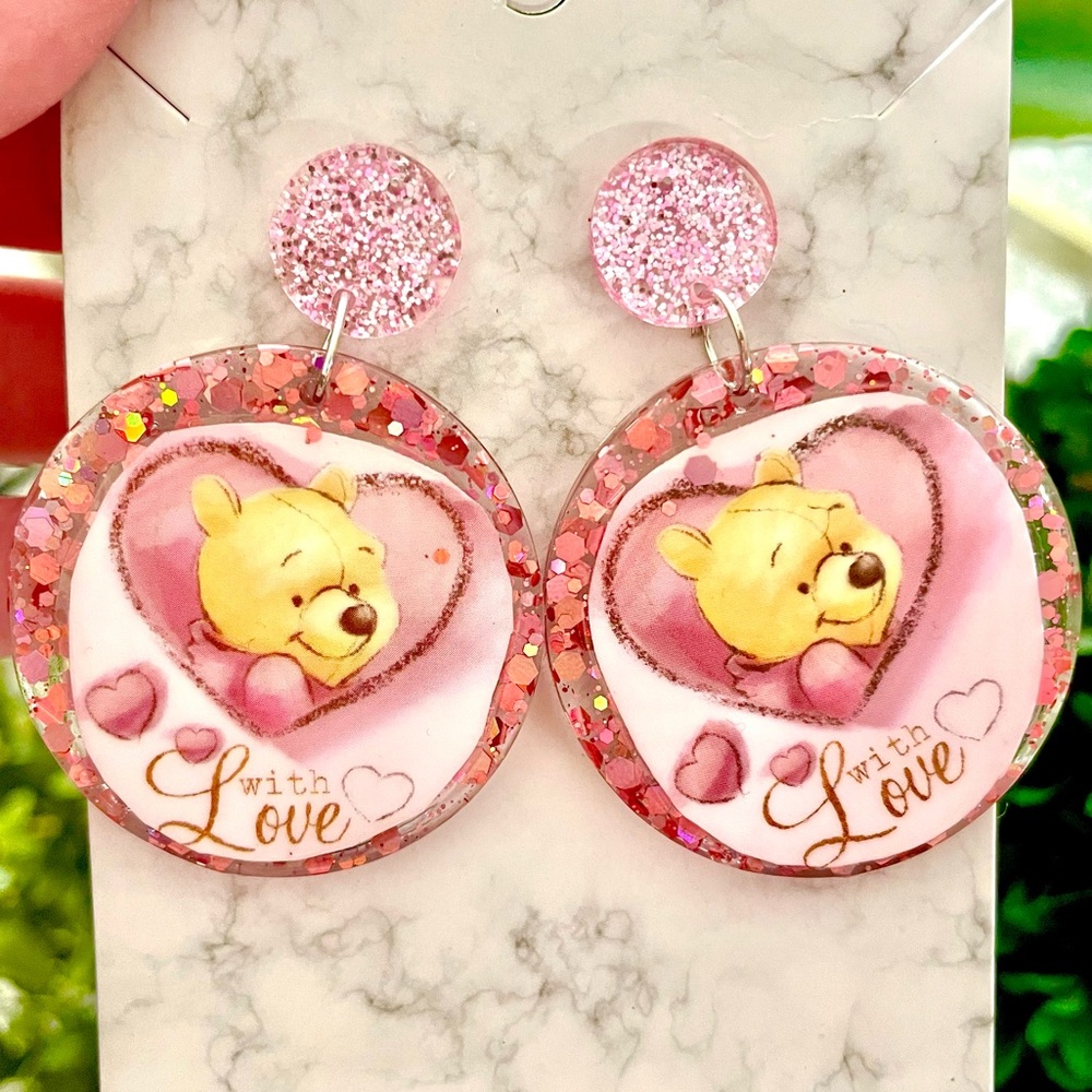 Winnie The Pooh Acrylic Dangle Earrings